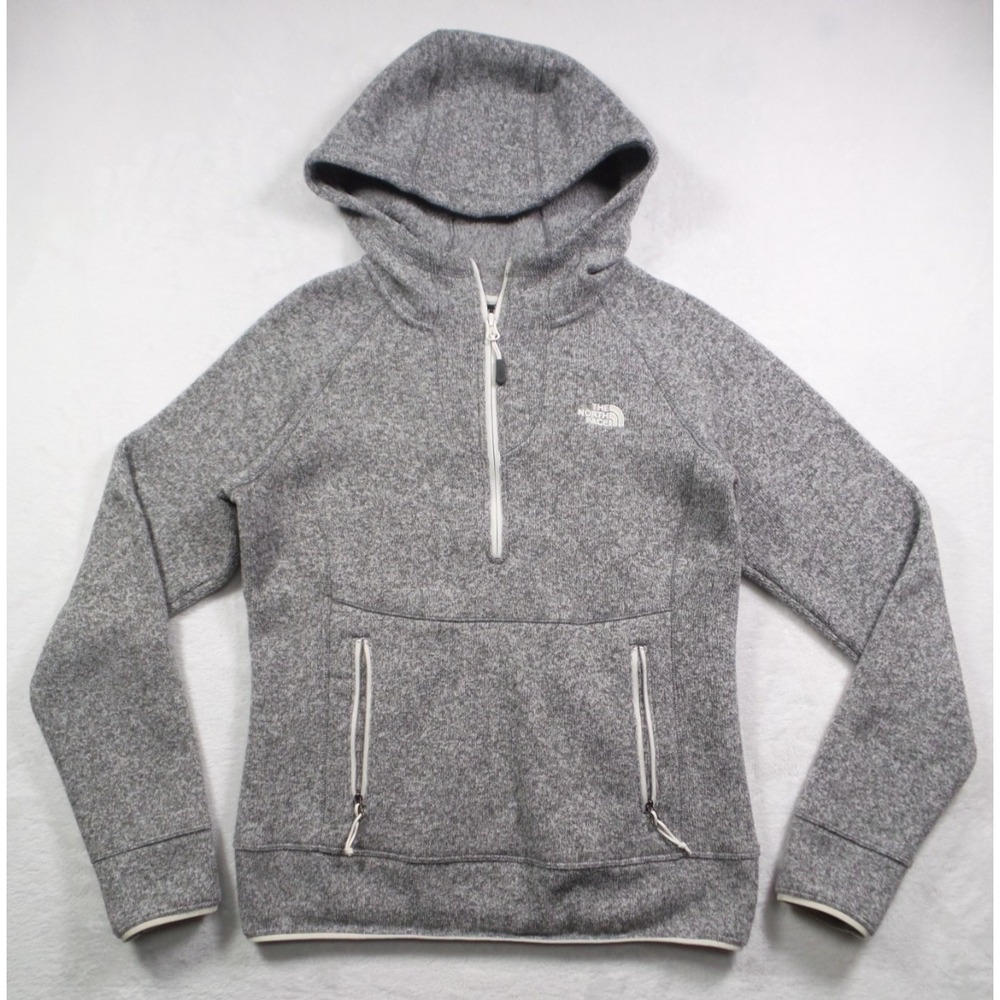 The North Face Sweatshirt Womens Size Small Gray Hooded TKA Glacier Half Zip